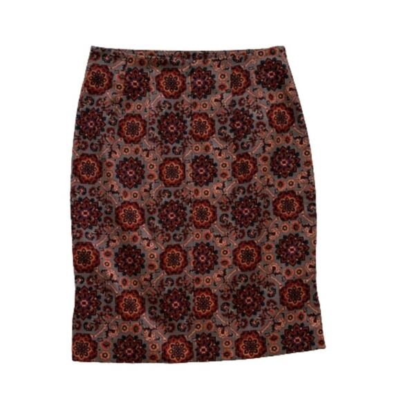 Loft Outlet Skirt Rust Black Floral Medallion Tailored Pencil Skirt Size 0P NEW - Picture 4 of 9